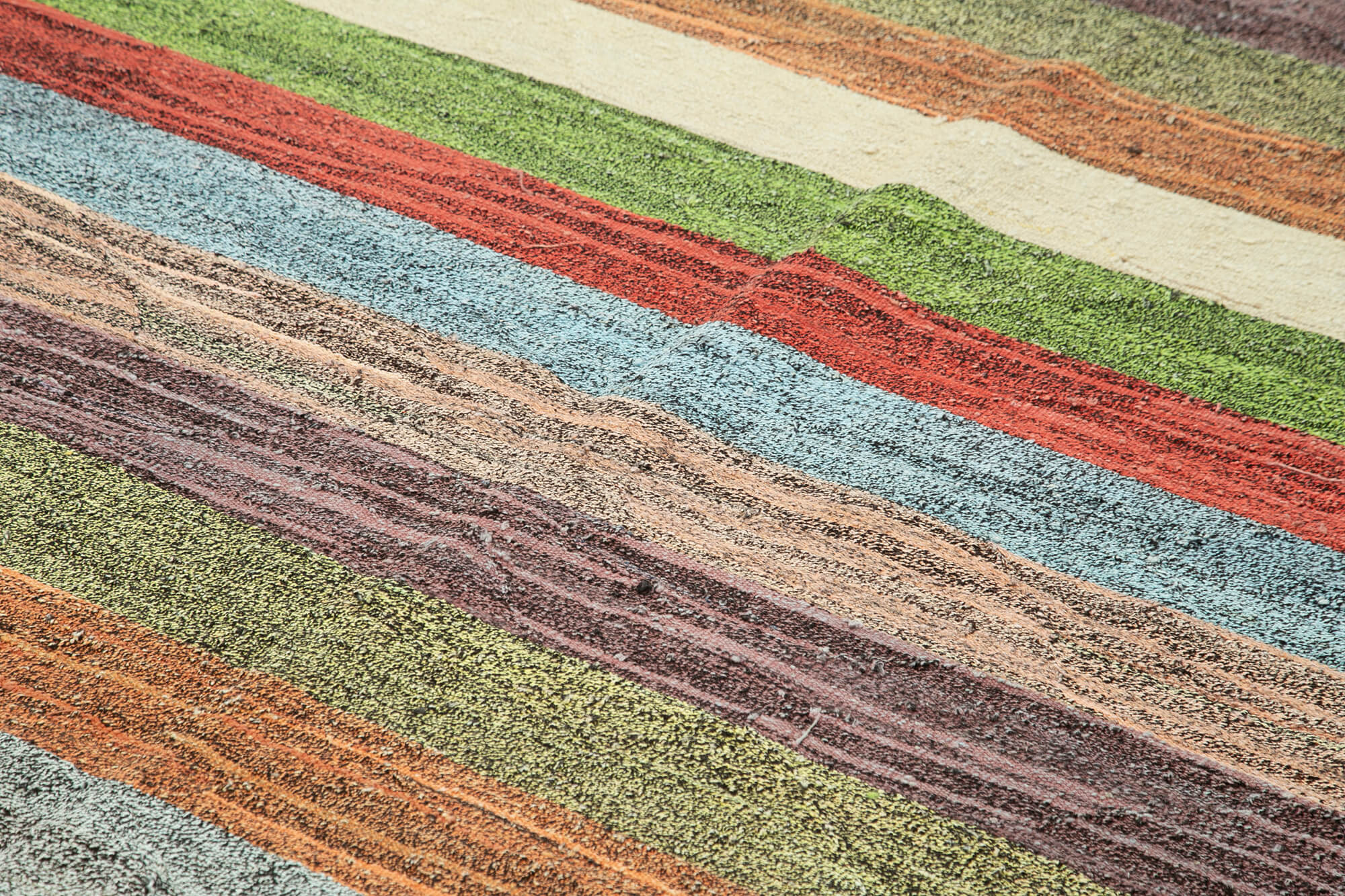 Scrap Green Geometric Cotton Wool Handmade Area Rug 8'6'' x 10'10''