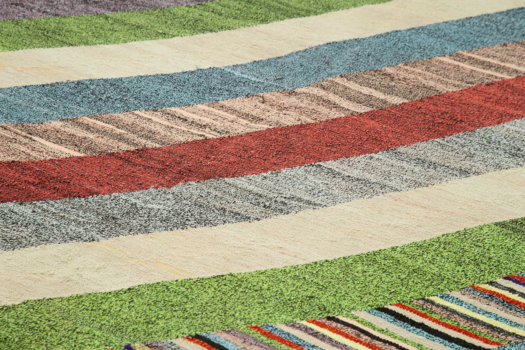 Handmade Wool Area Rug - Blue Geometric Cotton Wool Rug, Durable Floor Covering 8'7''x10'9''