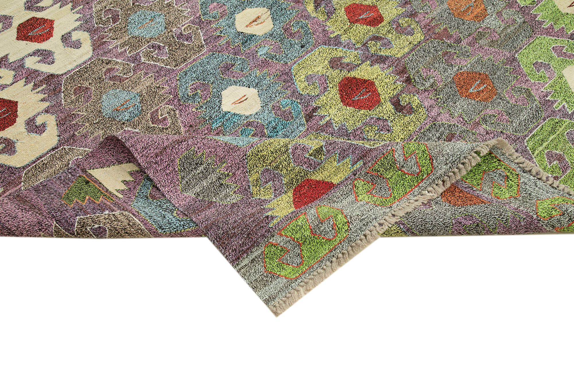 Scrap Black Geometric Cotton Wool Handmade Area Rug 10'4'' x 14'0''