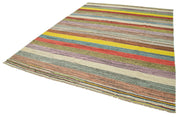 Handmade Area Rug – Geometric Cotton Wool Rug, Vintage Turkish Carpet 8'7''x11'