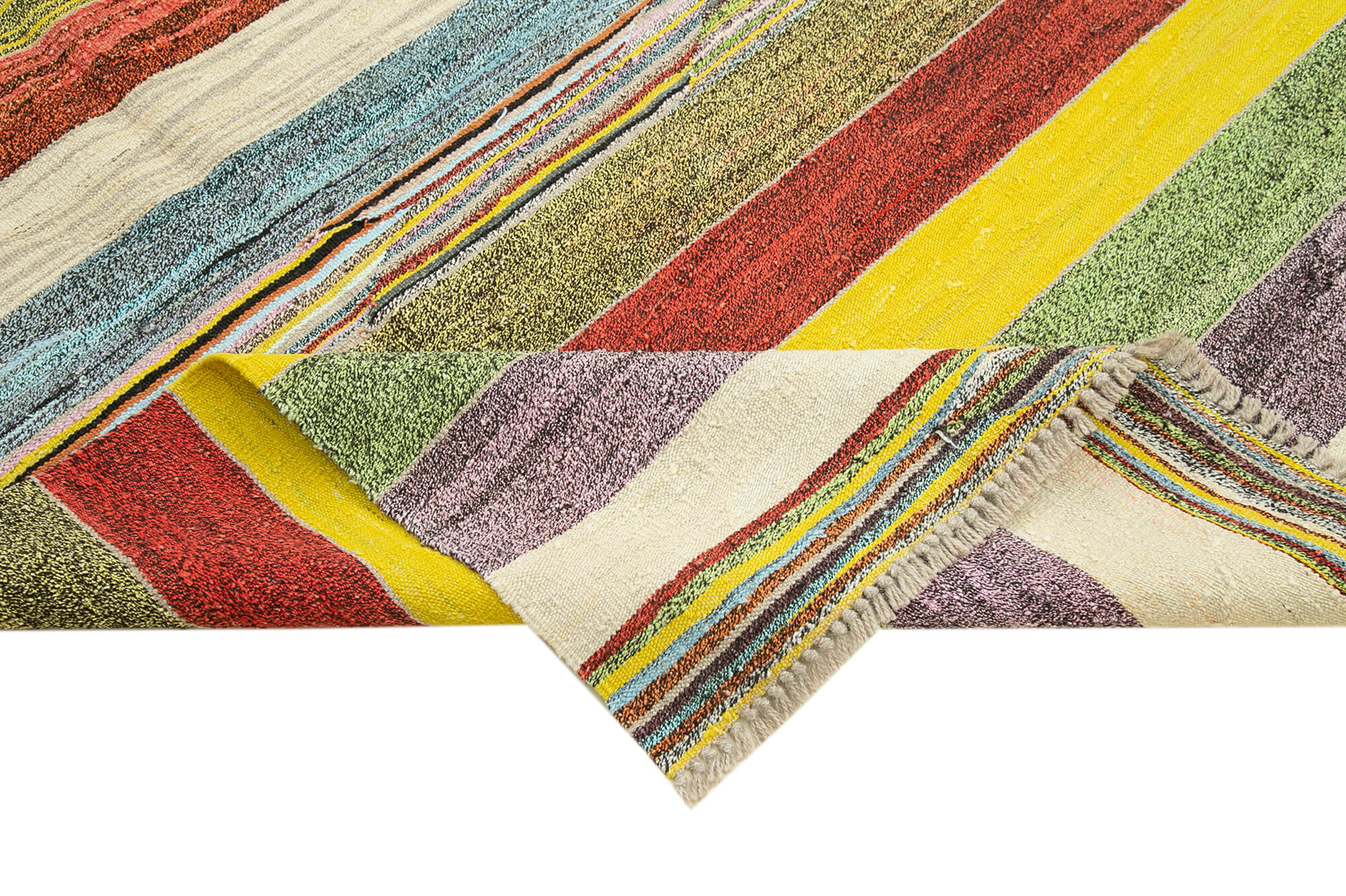 Handmade Area Rug – Geometric Cotton Wool Rug, Vintage Turkish Carpet 8'7''x11'