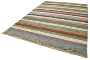 Handmade Area Rug – Blue Geometric Cotton Wool Vintage Handwoven Carpet 8'10"x12'4"