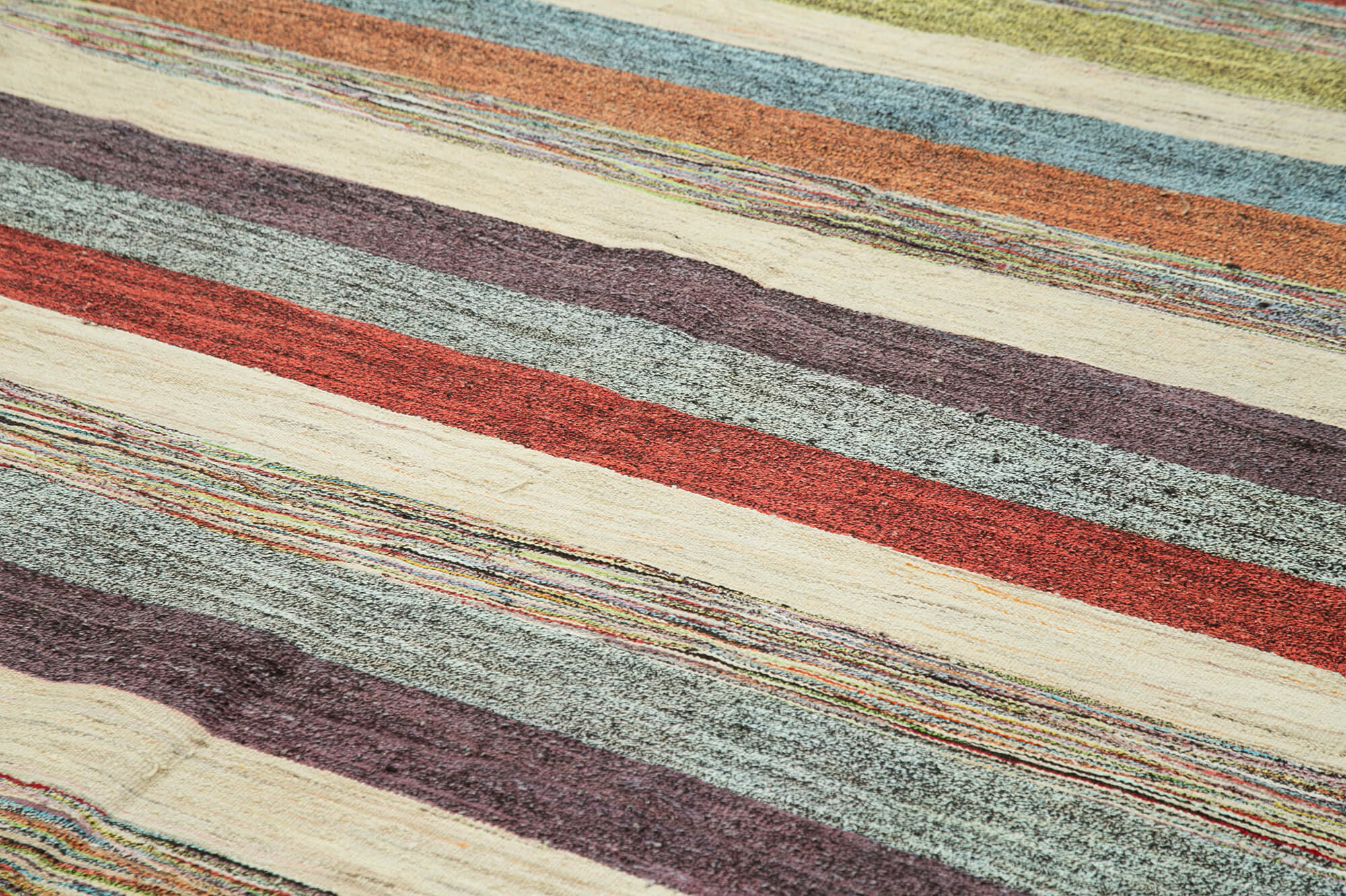 Handmade Area Rug – Blue Geometric Cotton Wool Vintage Handwoven Carpet 8'10"x12'4"