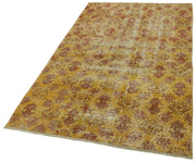 Vintage Area Rug – Hand Woven Overdyed Yellow Cotton Wool Carpet 3'7''x6'4''