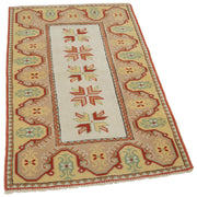Handmade Area Rug – Classic Beige Wool Cotton Turkish Woven Carpet 2'9''x4'2''