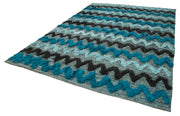 Handmade Area Rug - Pink Geometric Cotton Wool Vintage Handwoven Carpet 8'1" x 12'0"