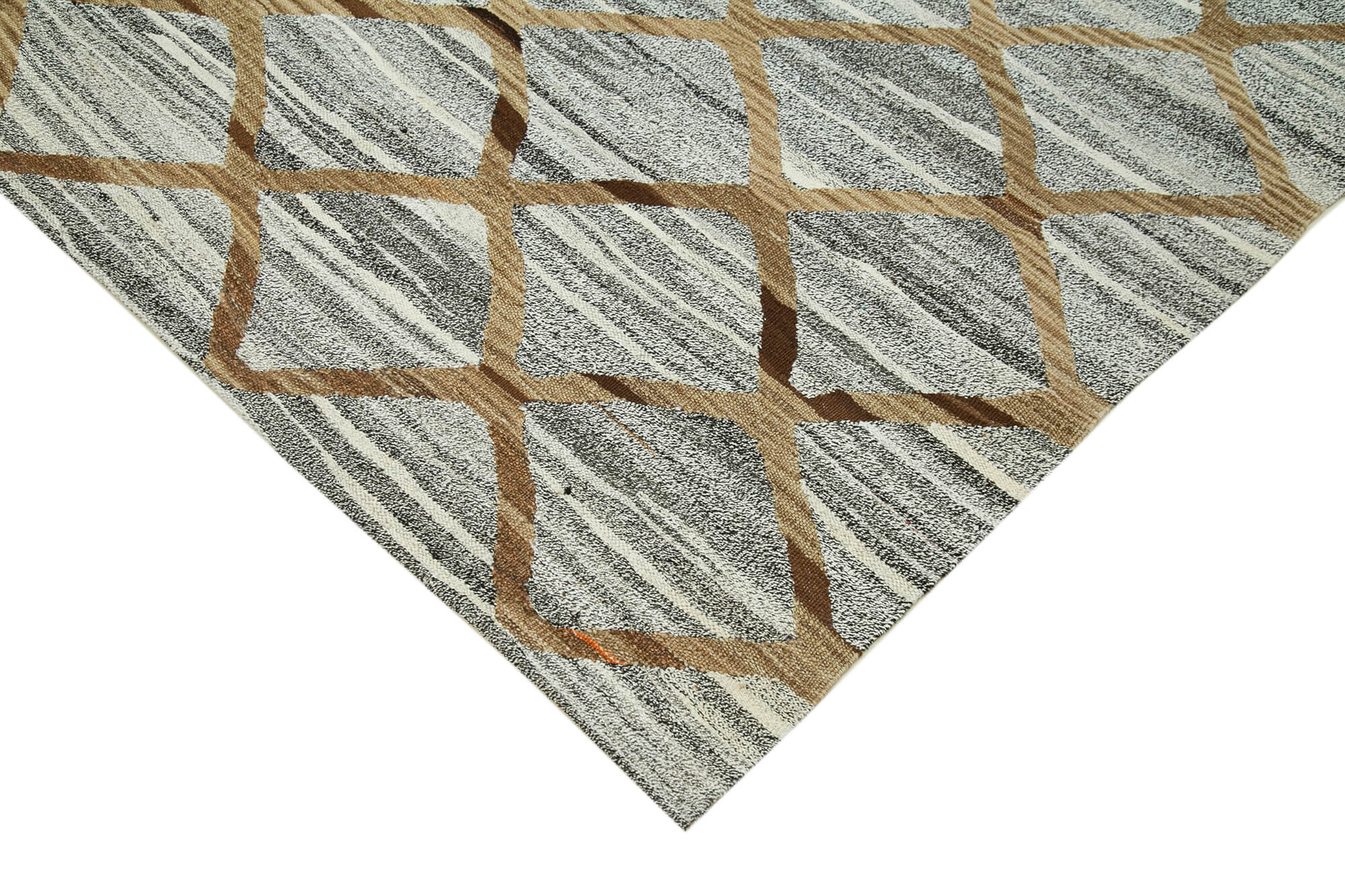 Handmade Wool Area Rug - Vintage Geometric Green 8x10 Cotton Wool Rug
