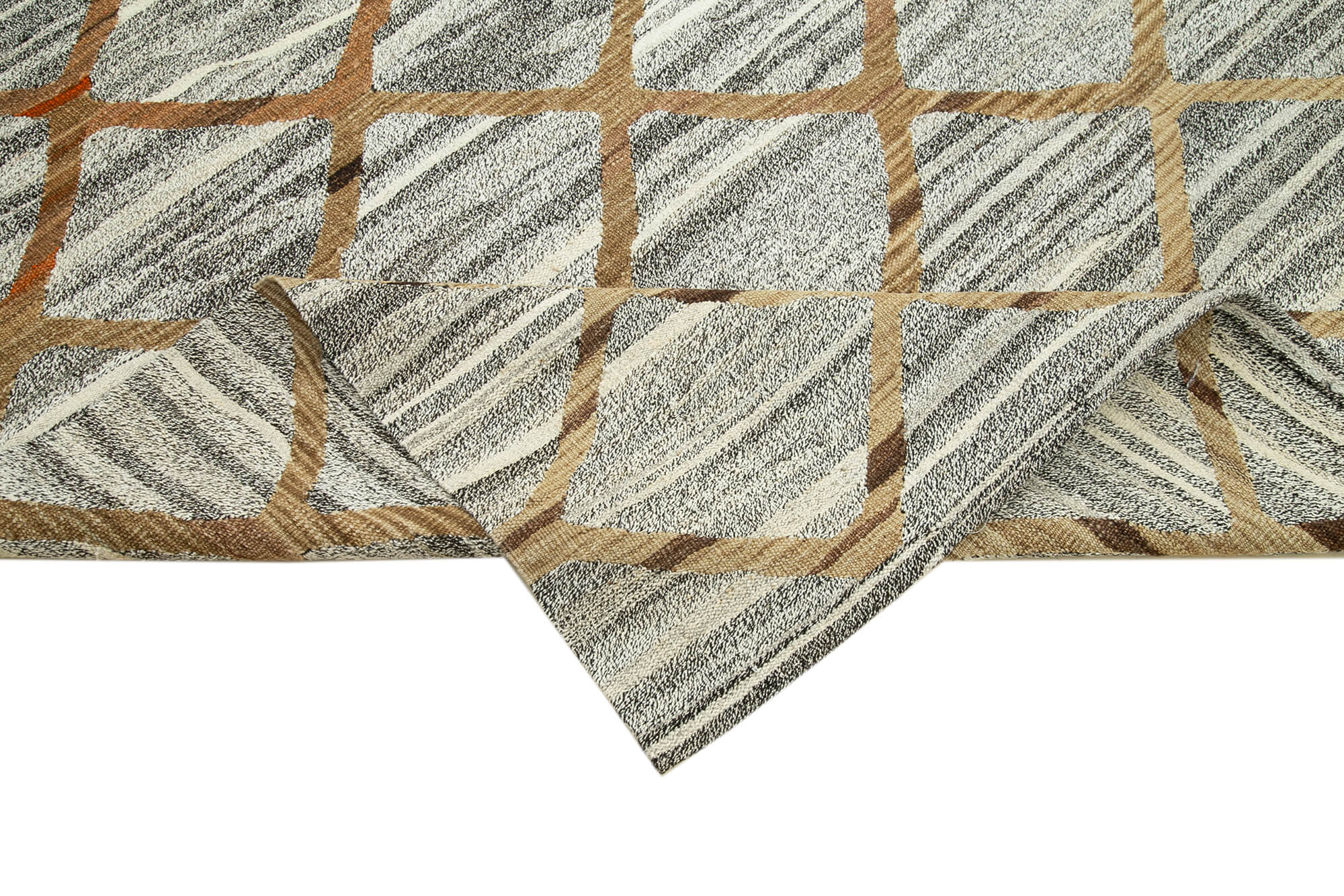 Handmade Wool Area Rug - Vintage Geometric Green 8x10 Cotton Wool Rug
