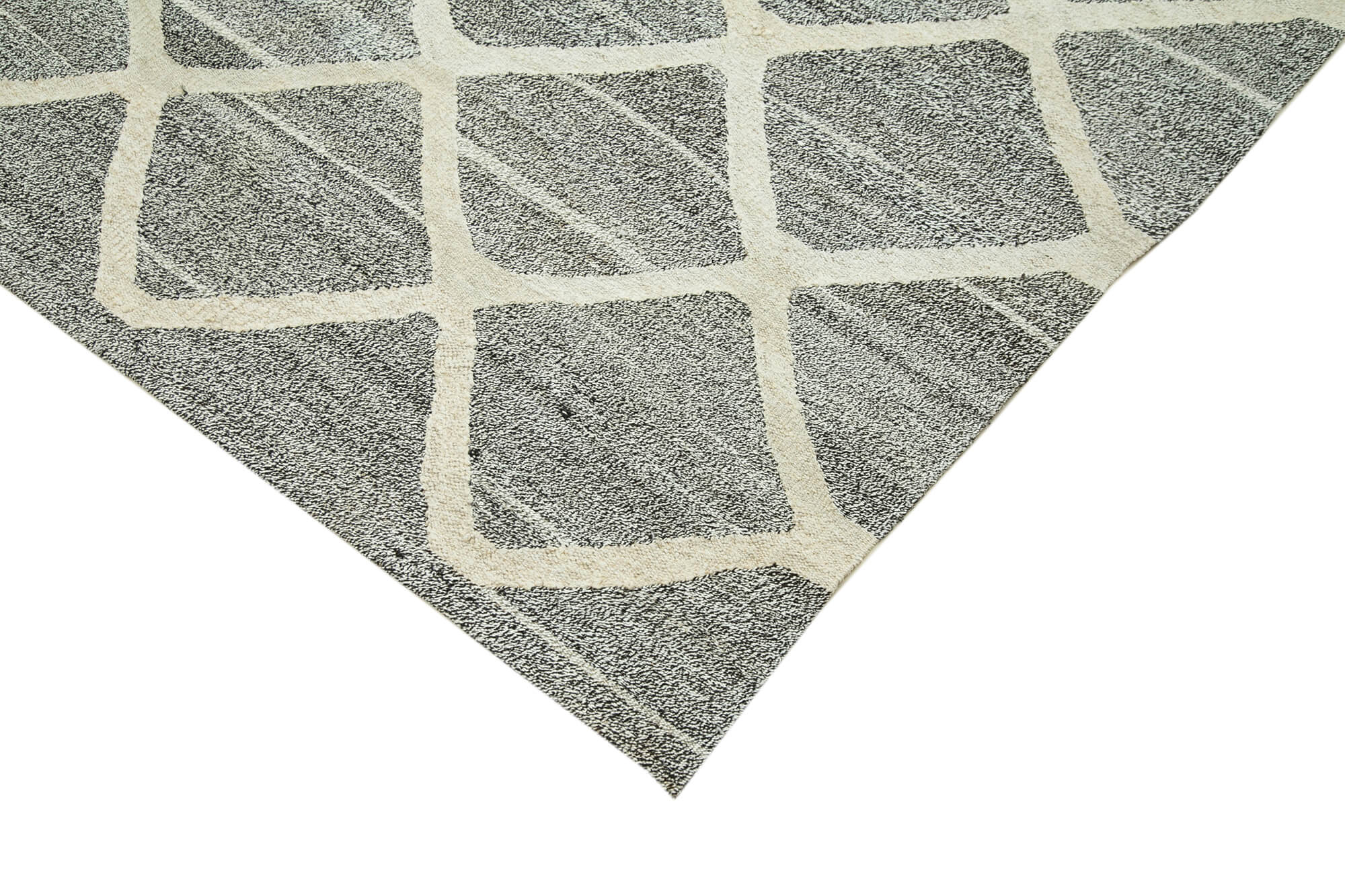 Handmade Wool Area Rug – Yellow Geometric Cotton Wool Rug 8'0''x10'1'' Durable Cotton Weave
