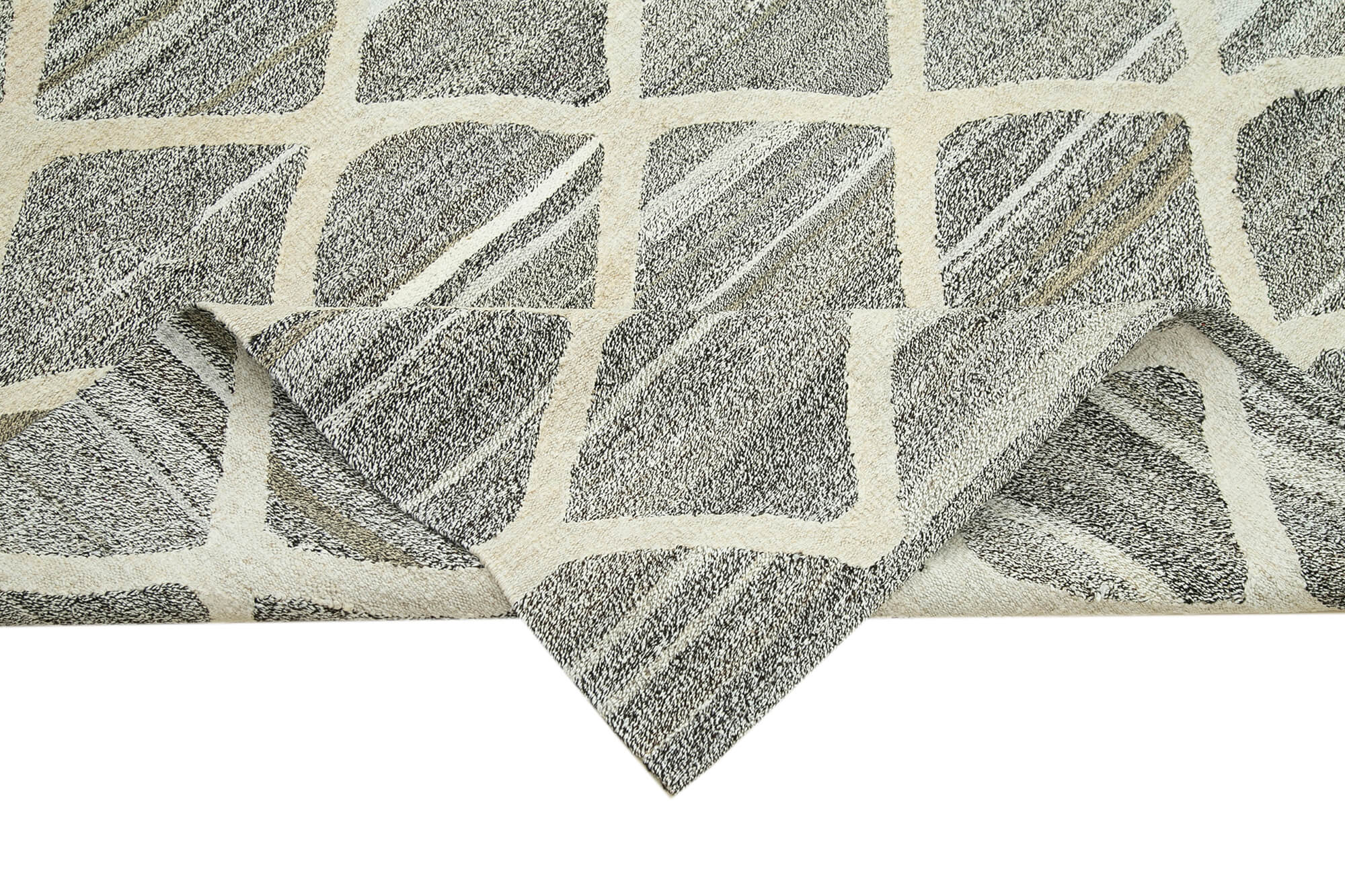 Handmade Wool Area Rug – Yellow Geometric Cotton Wool Rug 8'0''x10'1'' Durable Cotton Weave