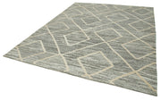 Handmade Area Rug - Vintage Grey Geometric Cotton Wool Carpet 7'10''x9'10''