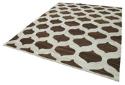 Handmade Wool Area Rug - Brown Cotton Geometric Rug 7'11'' x 10'4'' Eco Friendly