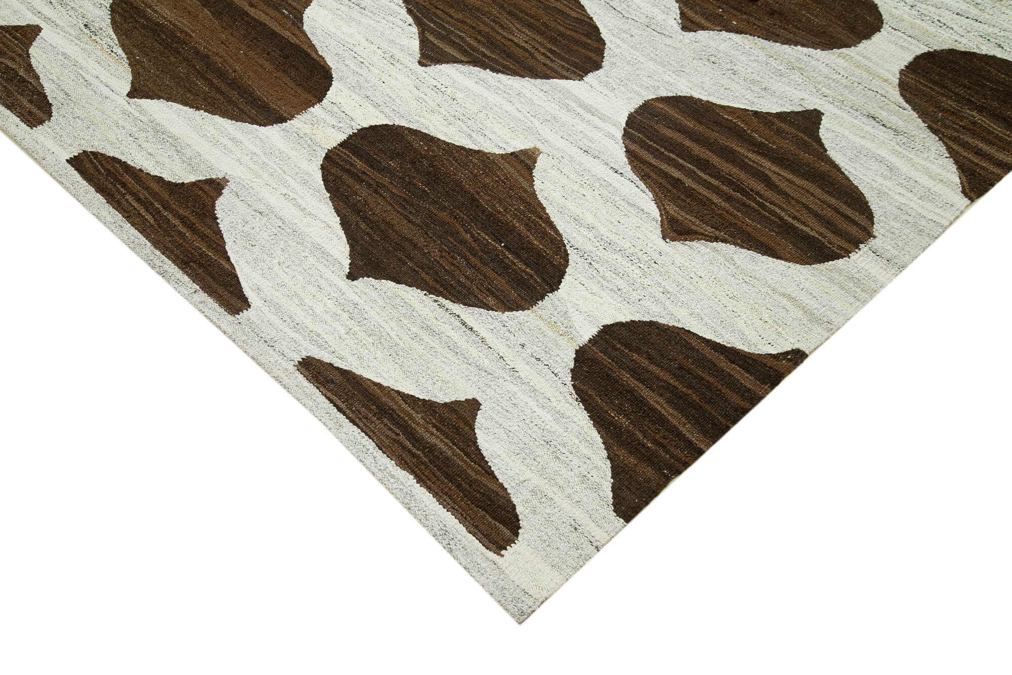 Handmade Wool Area Rug - Brown Cotton Geometric Rug 7'11'' x 10'4'' Eco Friendly