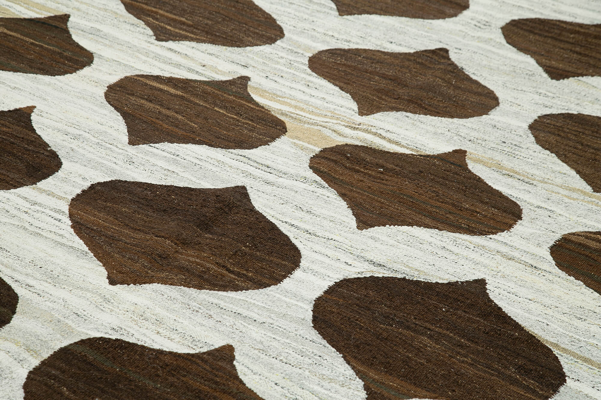 Handmade Wool Area Rug - Brown Cotton Geometric Rug 7'11'' x 10'4'' Eco Friendly