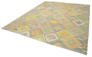 Handmade Area Rug - Vintage Turkish Carpet 10x13, Soft Wool & Cotton Geometric Design
