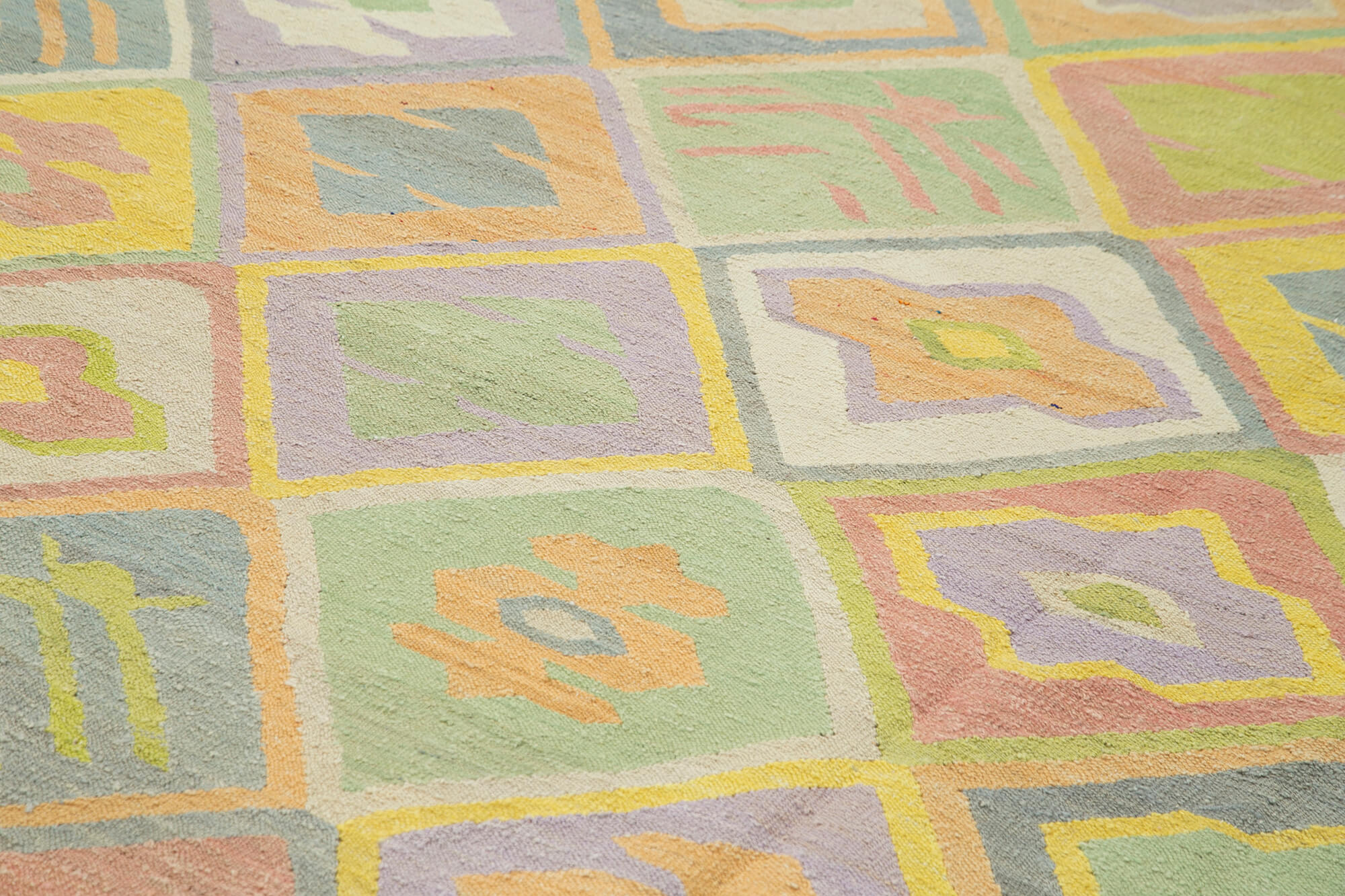 Handmade Area Rug - Vintage Turkish Carpet 10x13, Soft Wool & Cotton Geometric Design