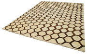 Handmade Area Rug - Orange Geometric Cotton Wool Vintage Handwoven Carpet 8'1''x10'3''