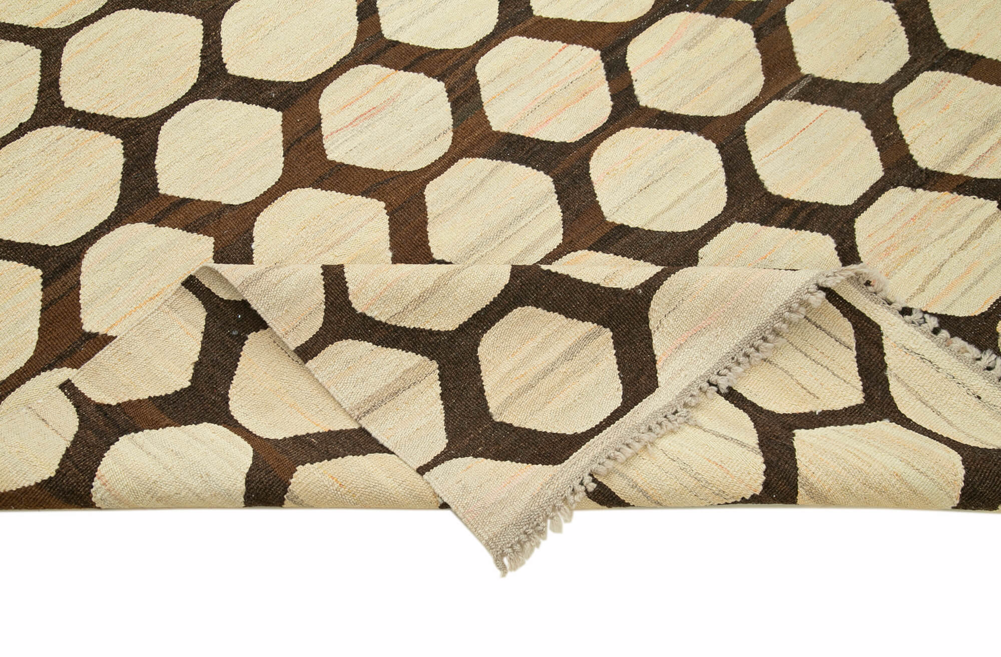 Handmade Area Rug - Orange Geometric Cotton Wool Vintage Handwoven Carpet 8'1''x10'3''