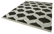 Handmade Area Rug – Green Geometric Cotton Wool Vintage Handwoven Carpet 7'11" x 10'4"