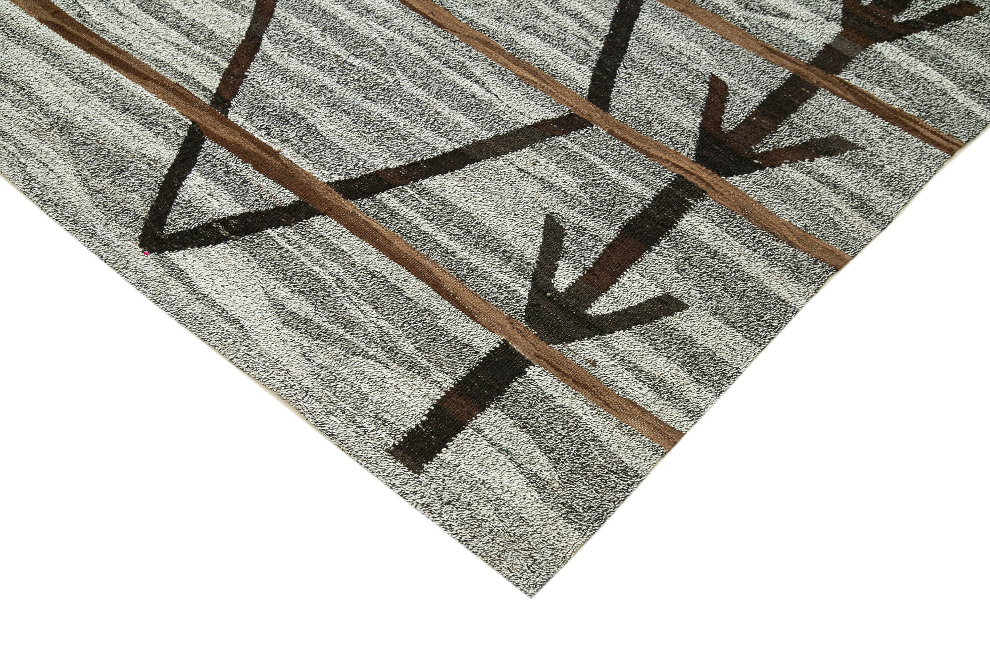 Handmade Area Rug - Geometric Cotton Wool 8x10 Vintage Turkish Wool Rug