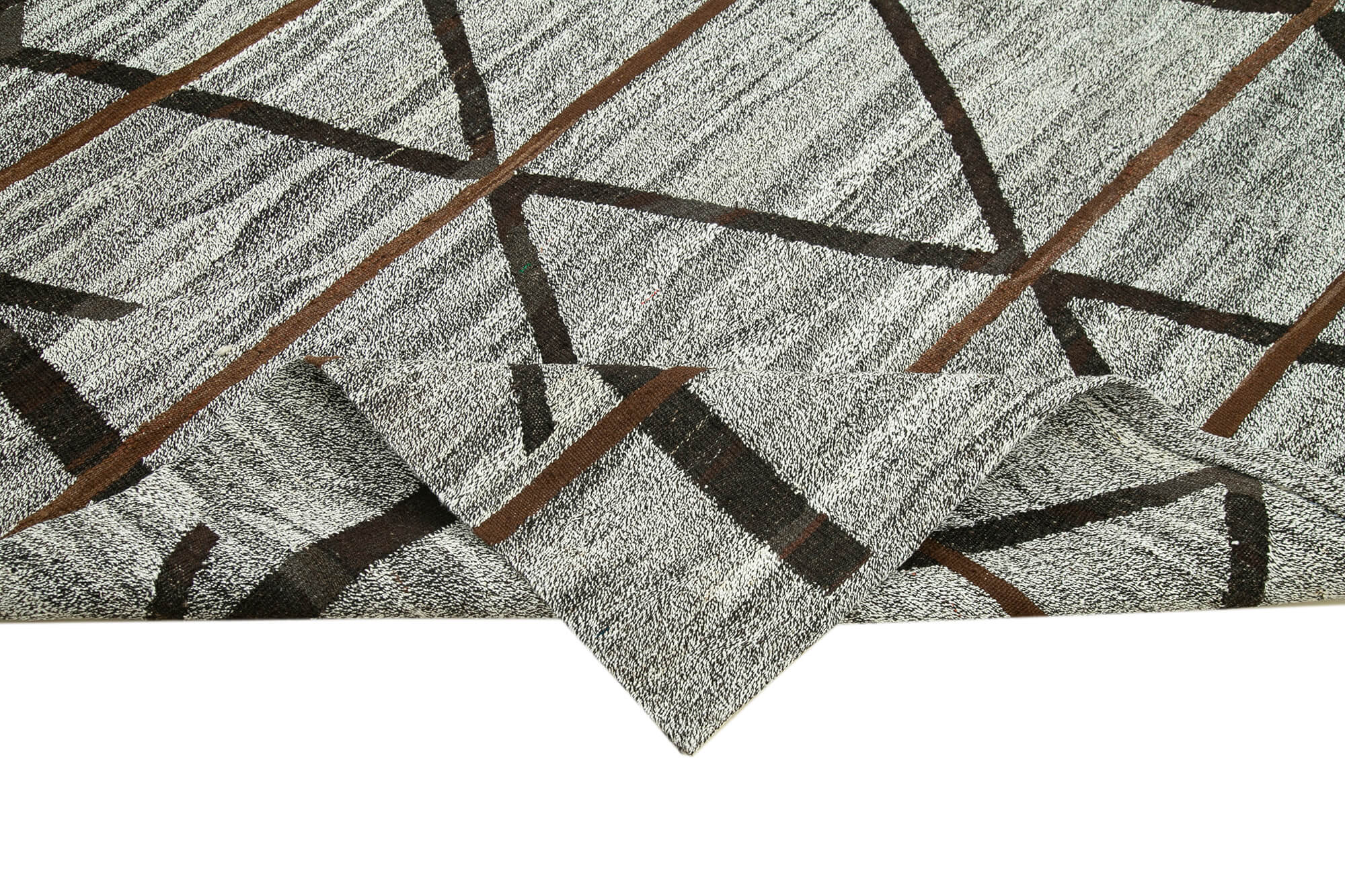 Handmade Area Rug - Geometric Cotton Wool 8x10 Vintage Turkish Wool Rug