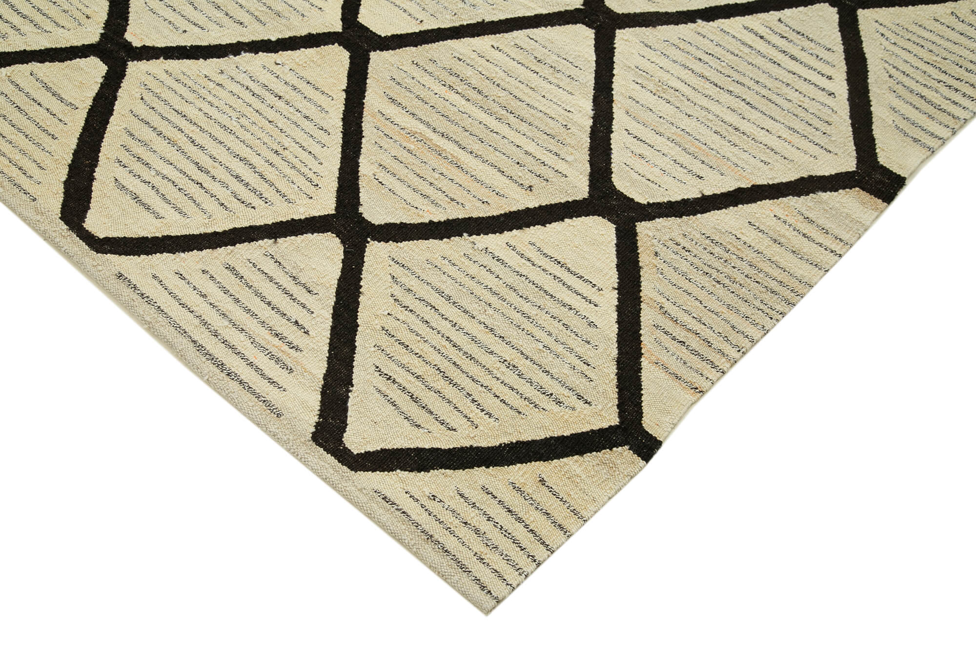 Handmade Area Rug – Durable Geometric Cotton Wool Rug 8'x10' Beige Floor Covering