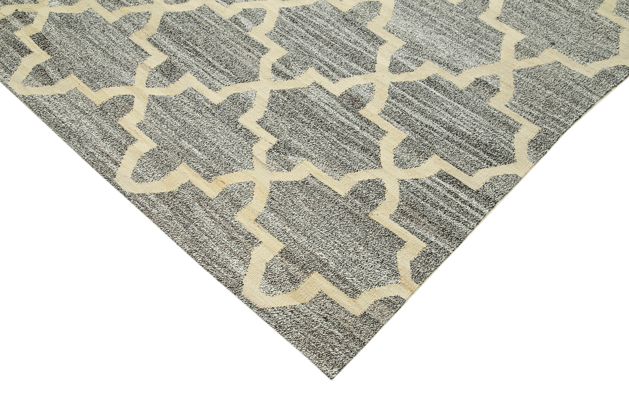 Handmade Wool Area Rug – Grey Geometric Pattern Rug | Durable Cotton Wool Carpet 7'11''x10'