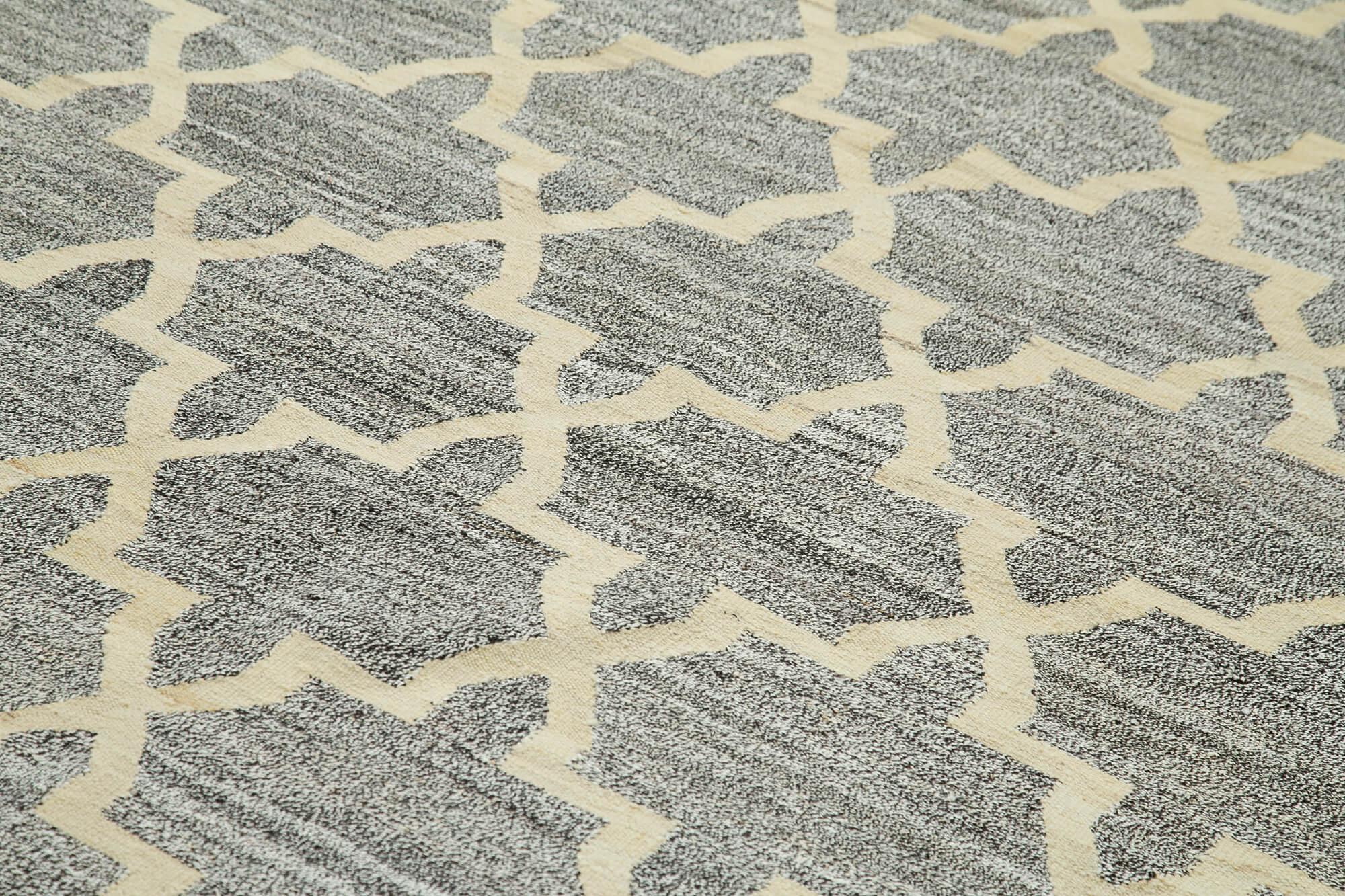 Handmade Wool Area Rug – Grey Geometric Pattern Rug | Durable Cotton Wool Carpet 7'11''x10'