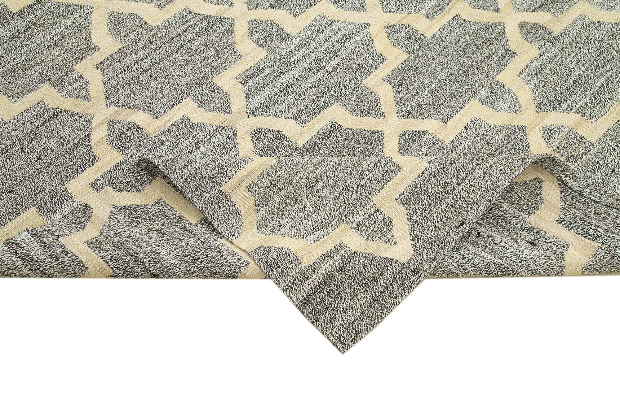 Handmade Wool Area Rug – Grey Geometric Pattern Rug | Durable Cotton Wool Carpet 7'11''x10'