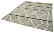 Handmade Area Rug – Geometric Cotton Wool Vintage Turkish Carpet 8'1''x9'11''