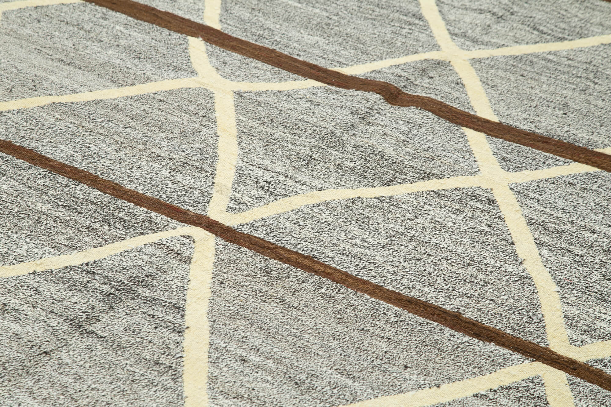 Handmade Area Rug – Geometric Cotton Wool Vintage Turkish Carpet 8'1''x9'11''