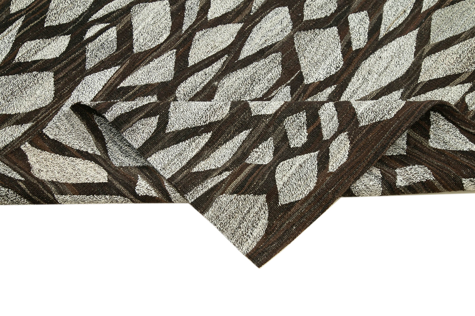 Handmade Area Rug - Grey Geometric Cotton Wool Vintage Handwoven Carpet 8'1"x10'1"