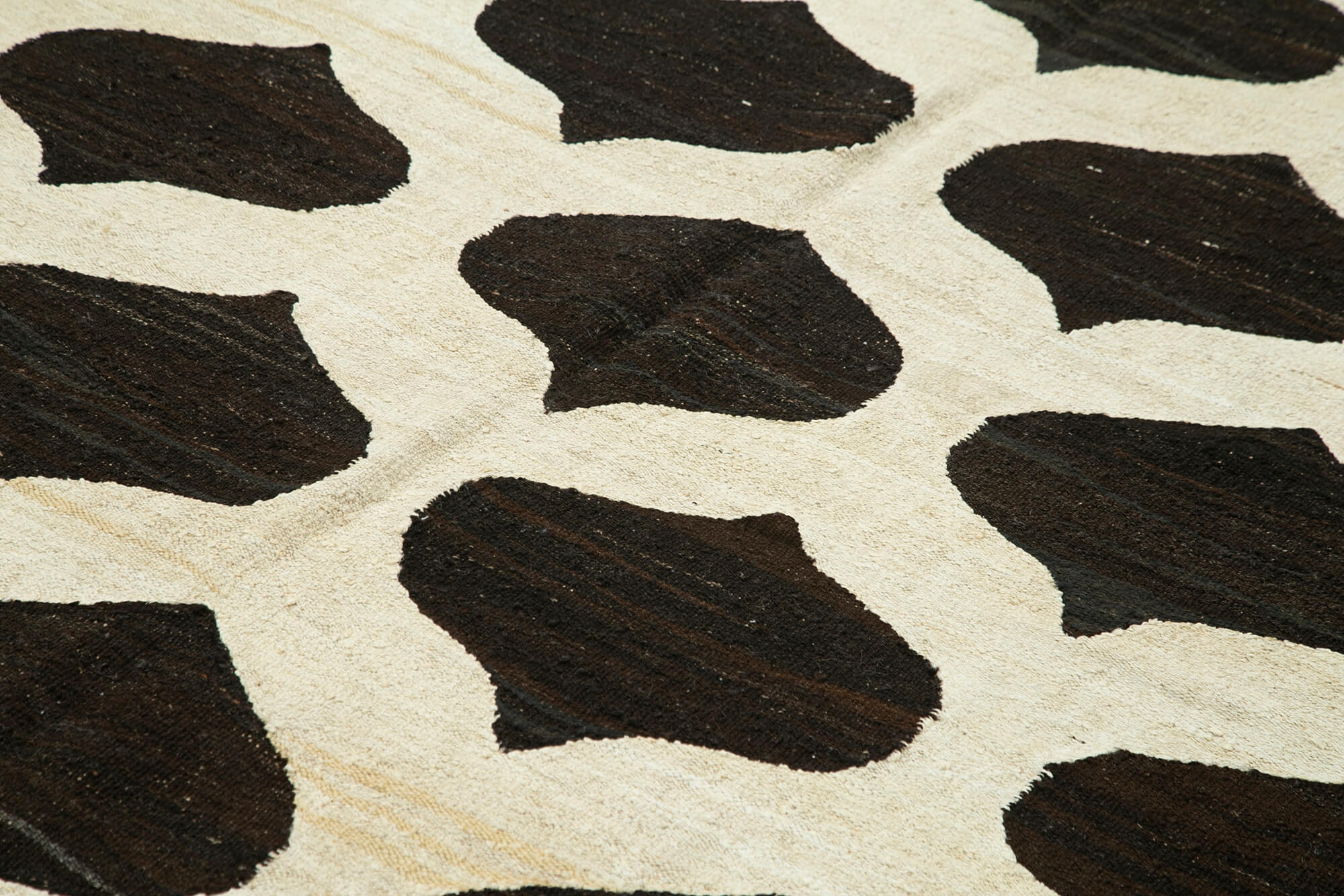 Scrap Beige Geometric Cotton Wool Handmade Area Rug 8'2'' x 10'2''