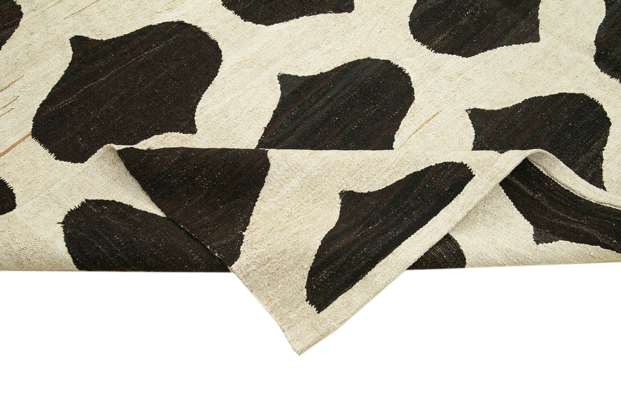 Scrap Beige Geometric Cotton Wool Handmade Area Rug 8'2'' x 10'2''