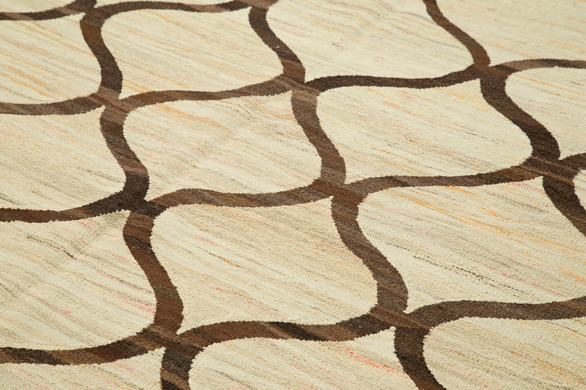 Handmade Area Rug - Beige Geometric Cotton Wool Rug 7'10'' x 10'2'' Durable Soft Floor Covering