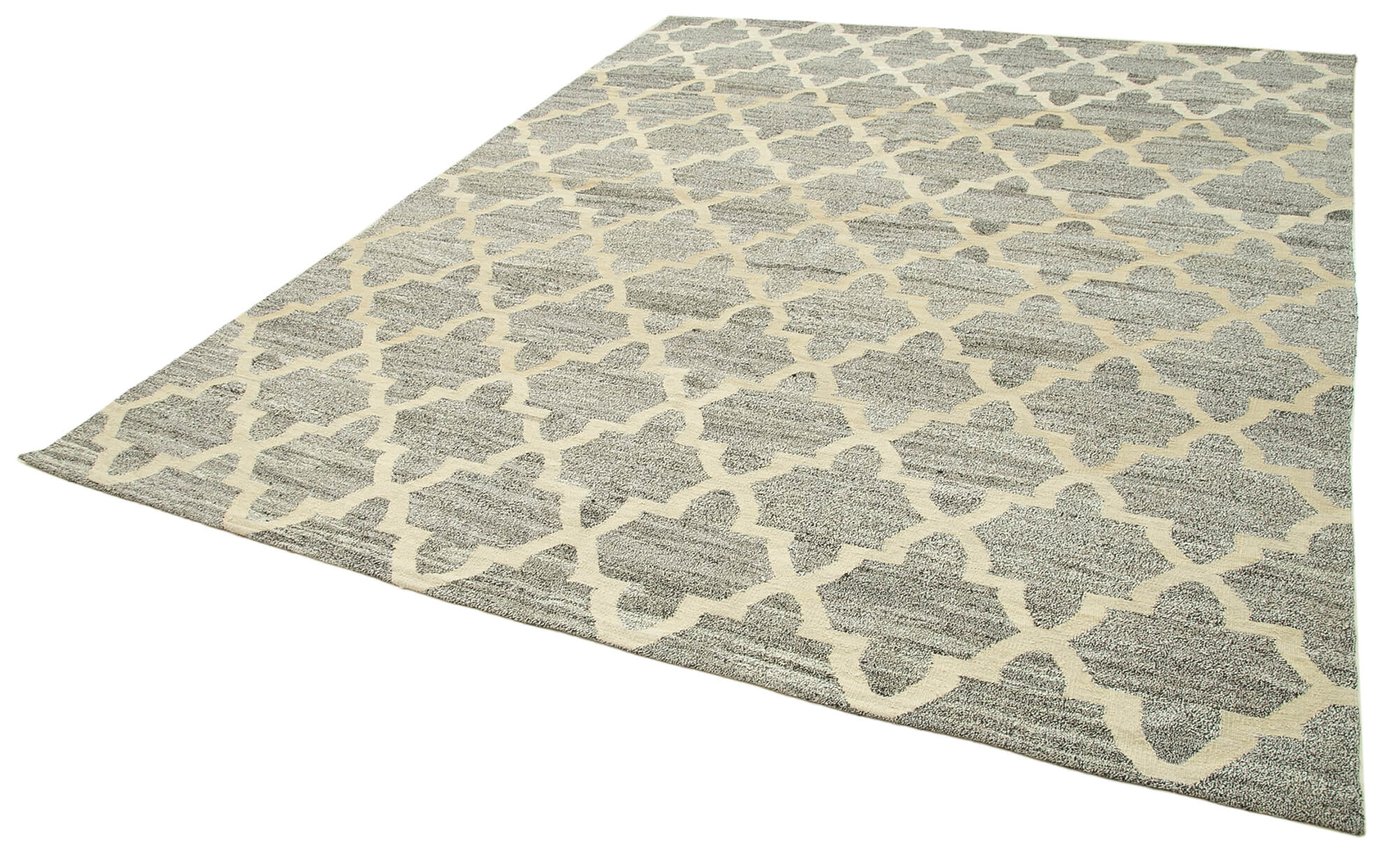 Handmade Area Rug – Geometric Cotton Wool Vintage Turkish Carpet 8'x10'