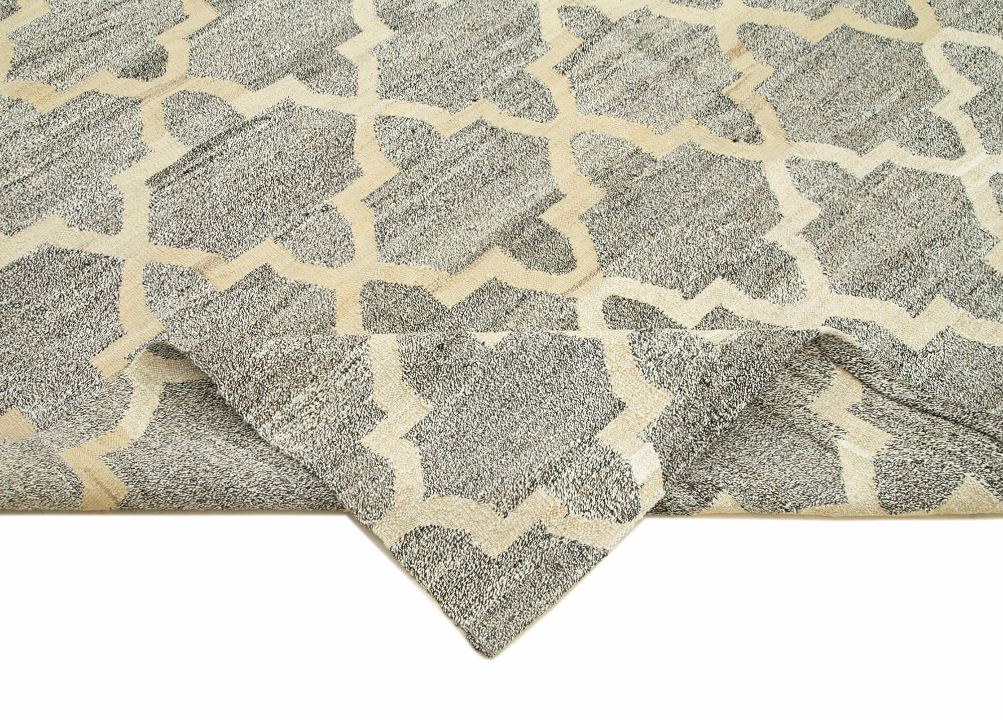 Handmade Area Rug – Geometric Cotton Wool Vintage Turkish Carpet 8'x10'