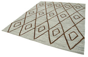 Handmade Area Rug - Geometric Cotton Wool Vintage Handwoven Carpet 8'0'' x 9'6''