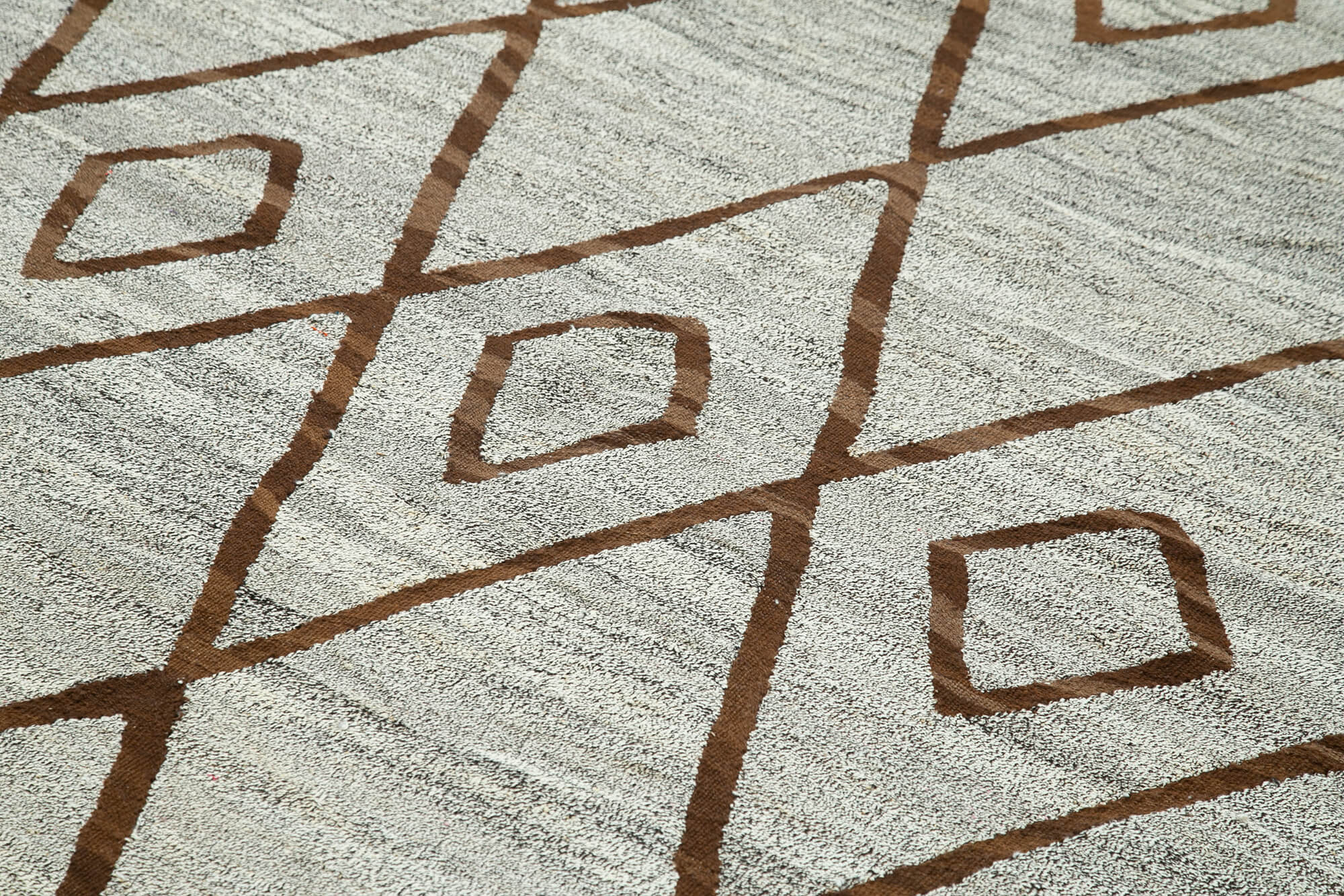 Handmade Area Rug - Geometric Cotton Wool Vintage Handwoven Carpet 8'0'' x 9'6''