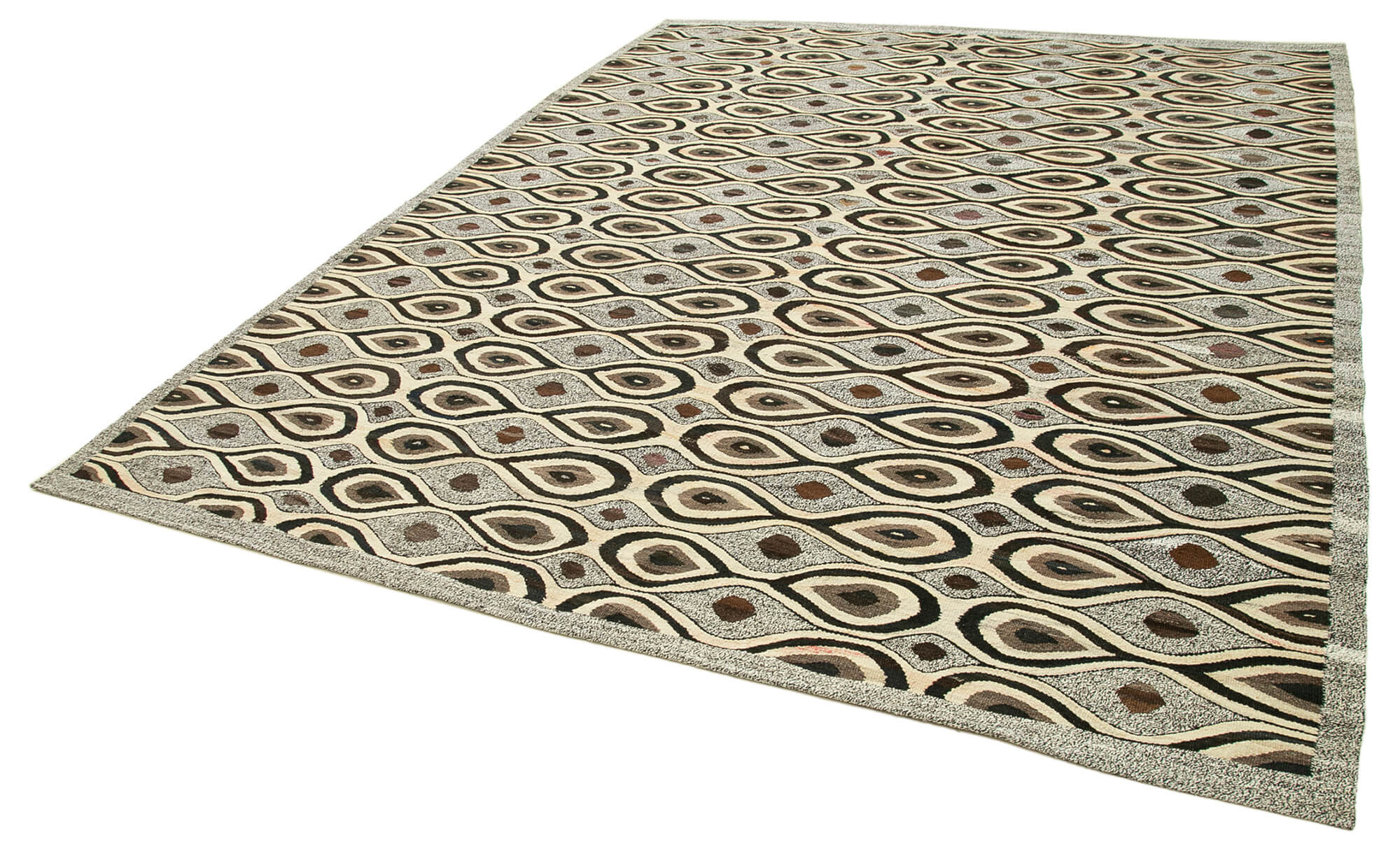 Scrap Grey Geometric Cotton Wool Handmade Area Rug 7'10'' x 10'0''