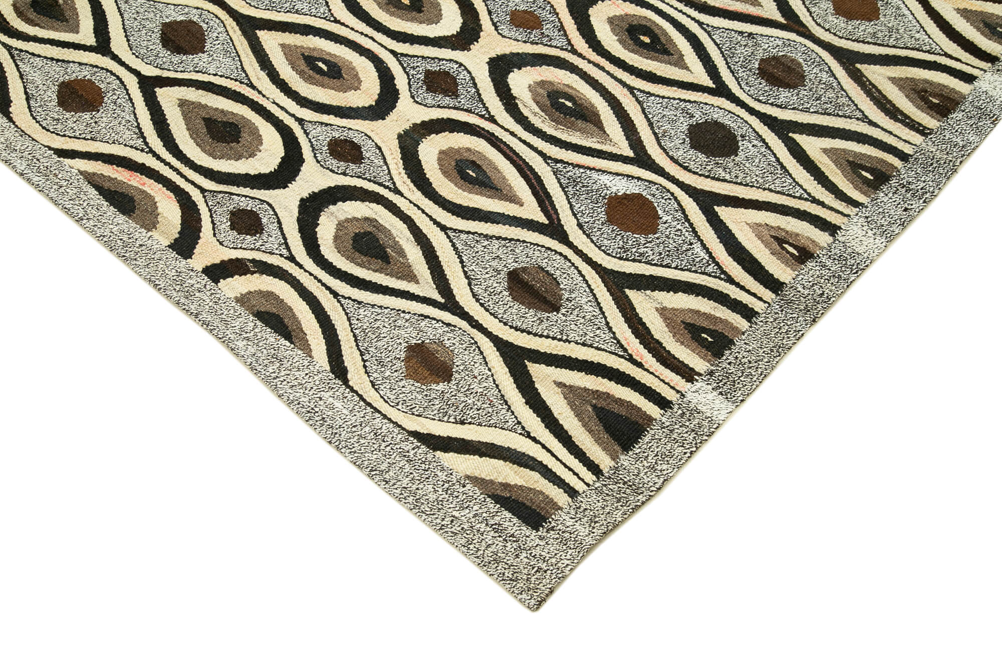 Scrap Grey Geometric Cotton Wool Handmade Area Rug 7'10'' x 10'0''
