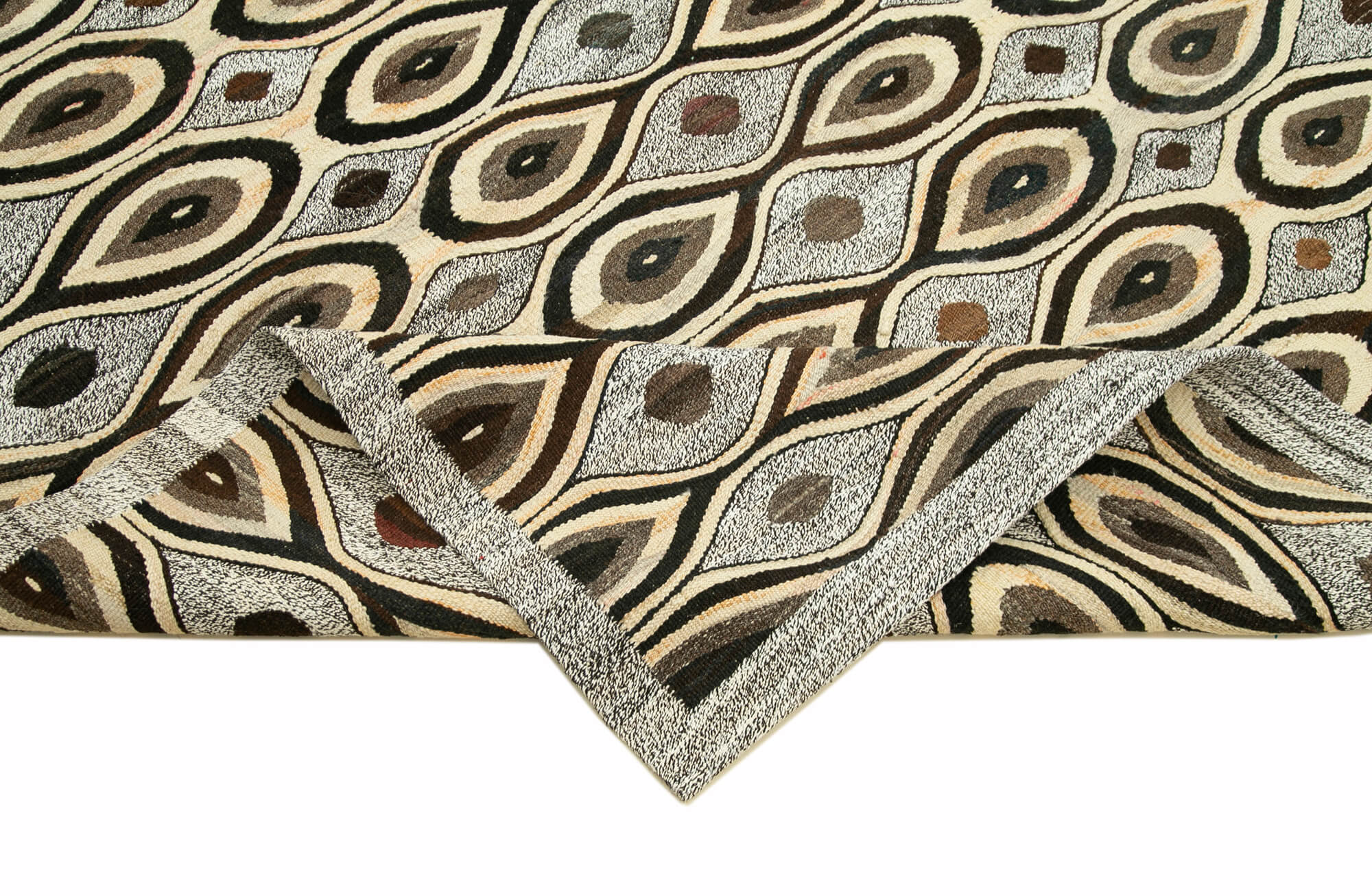 Scrap Grey Geometric Cotton Wool Handmade Area Rug 7'10'' x 10'0''