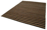 Handmade Wool Area Rug – Brown Geometric Vintage Hand Knotted Carpet 8'6''x10'10''