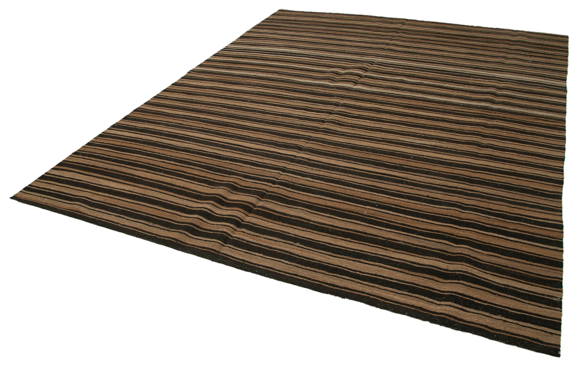 Handmade Wool Area Rug – Brown Geometric Vintage Hand Knotted Carpet 8'6''x10'10''