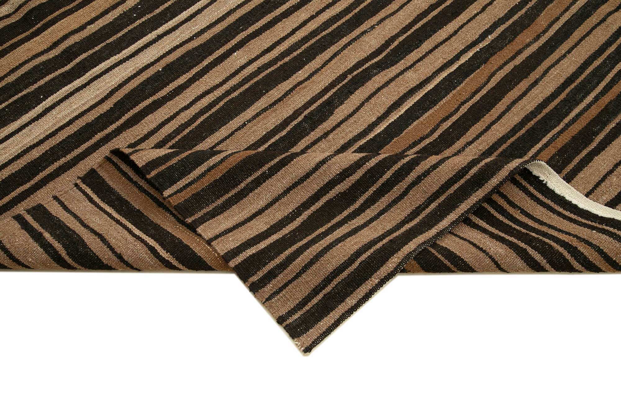 Handmade Wool Area Rug – Brown Geometric Vintage Hand Knotted Carpet 8'6''x10'10''