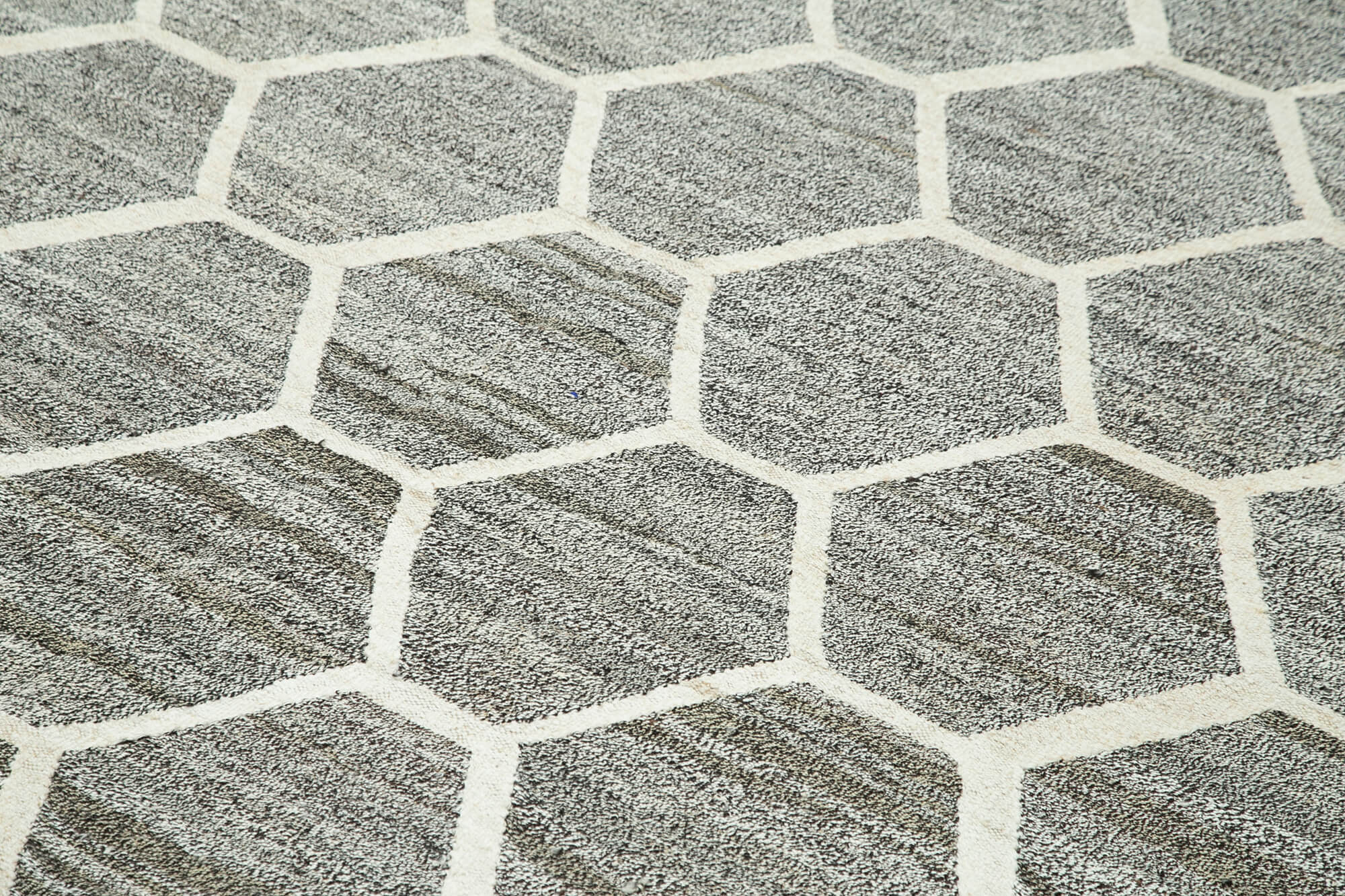 Handmade Wool Area Rug – Grey Geometric Vintage Hand Woven Rug 8'3''x9'11''