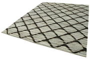Handmade Wool Area Rug - Scrap Grey Geometric Cotton Wool Rug 8'x10' by Agacan