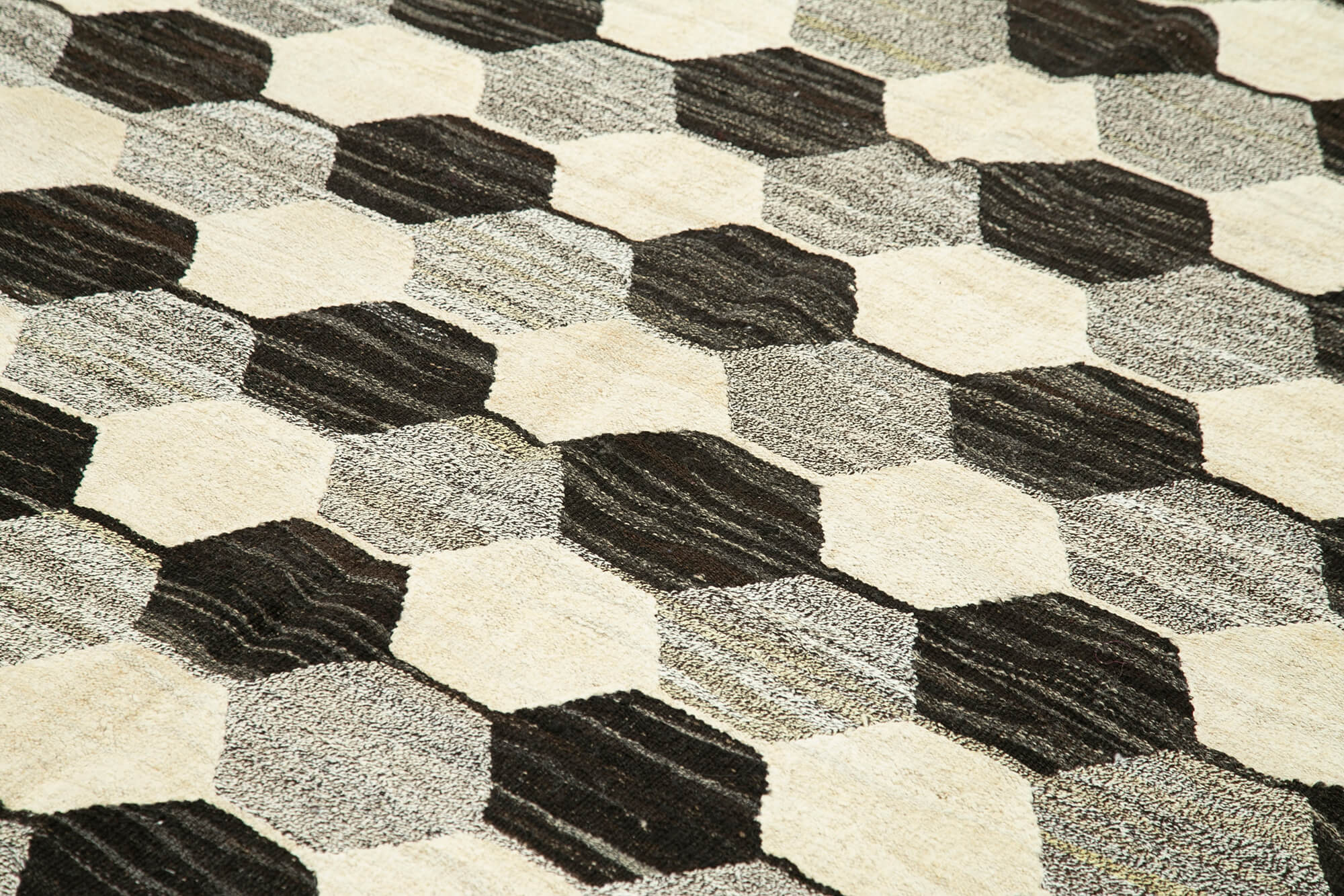 Handmade Area Rug - Geometric Cotton Wool Vintage Turkish Carpet 7'11''x10'0''