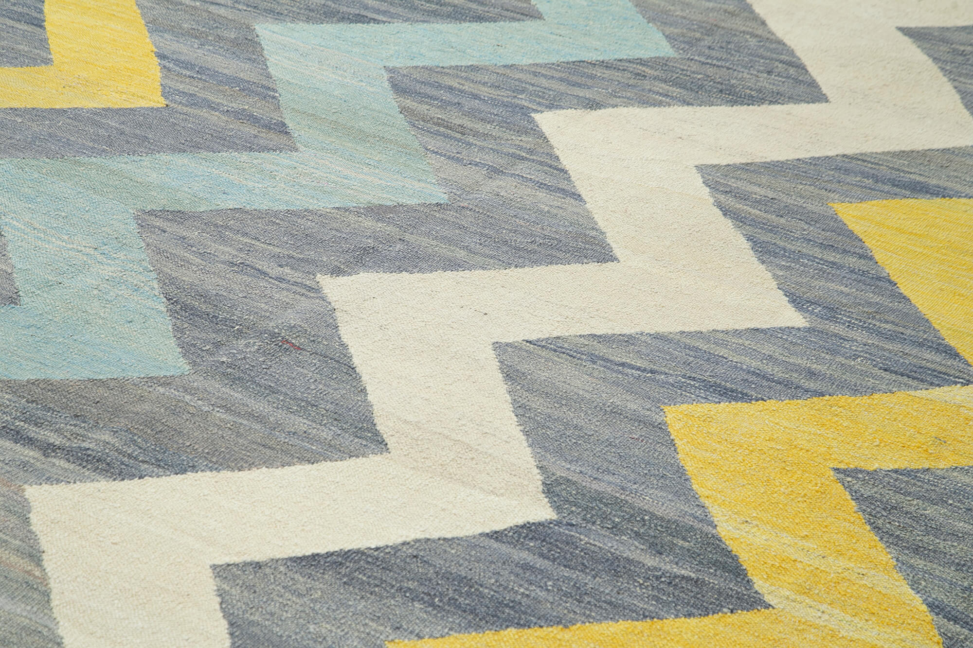 Handmade Area Rug - Black Geometric Cotton Wool Vintage Hand Woven Carpet 10'1''x12'6''