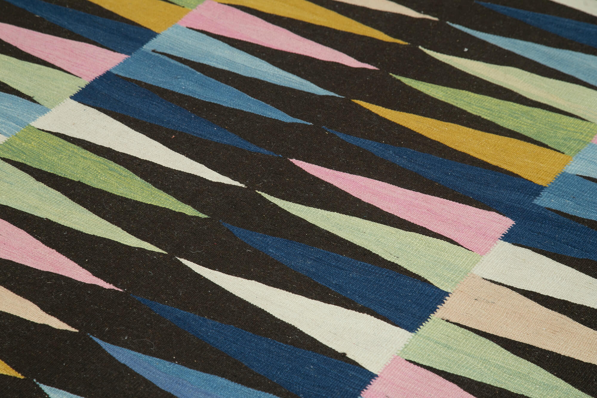 Handmade Wool Area Rug – Yellow Geometric Rug | Cotton Wool Blend Carpet 7'8''x10'2''